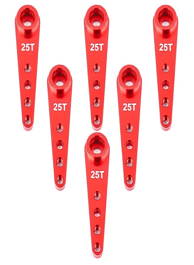 Raflot 6PCS 25T Servo Horn 37mm Aluminum Alloy 25 Teeth Extension Steering Arm Server Compatible with Futaba Savox Power HD HSP MG995 MG996 Servos for RC Car Truck (Red) - Image 1